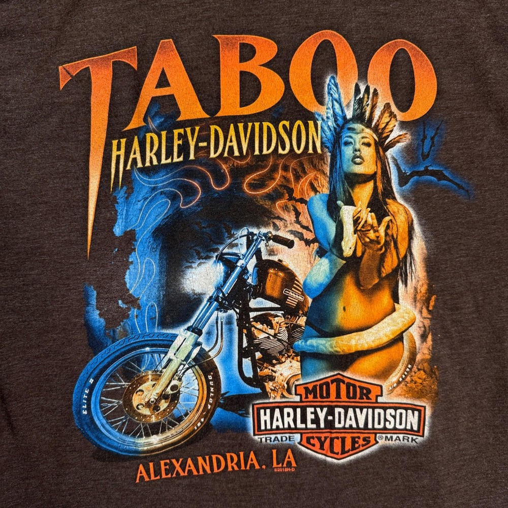 Harley-Davidson Graphic T-Shirt Mens Medium Brown Taboo Alexandria LA 7048 - Picture 7 of 7